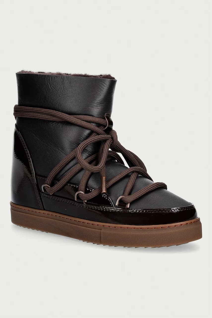 Cizme de zăpadă gloss wedge pentru femei din piele – INUIKII Cizme de zăpadă gloss wedge pentru femei din piele – INUIKII