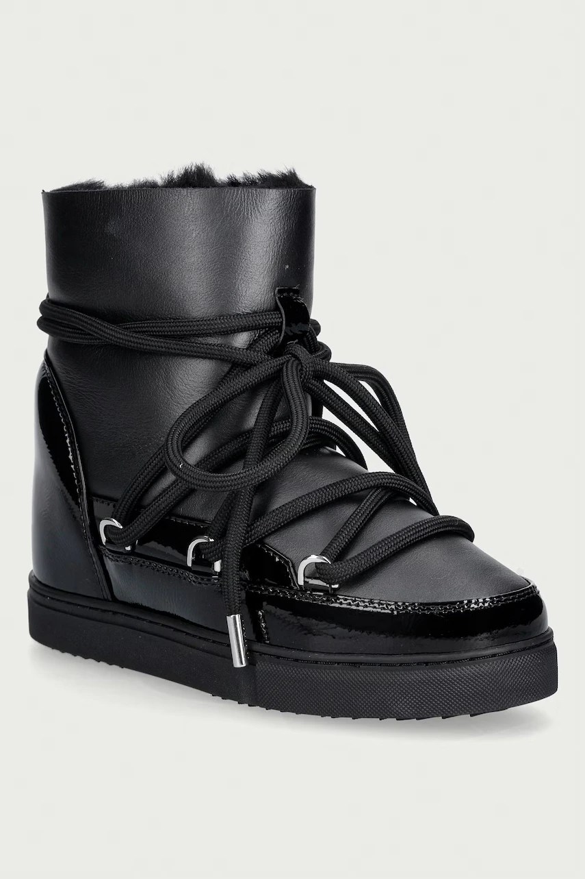 Cizme de zăpadă gloss wedge pentru femei din piele – INUIKII Cizme de zăpadă gloss wedge pentru femei din piele – INUIKII