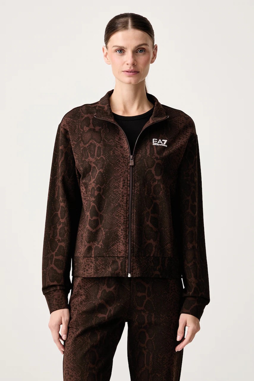 Hanorac cu fermoar pentru femei din bumbac cu elastan – EA7 Emporio Armani Hanorac cu fermoar pentru femei din bumbac cu elastan – EA7 Emporio Armani