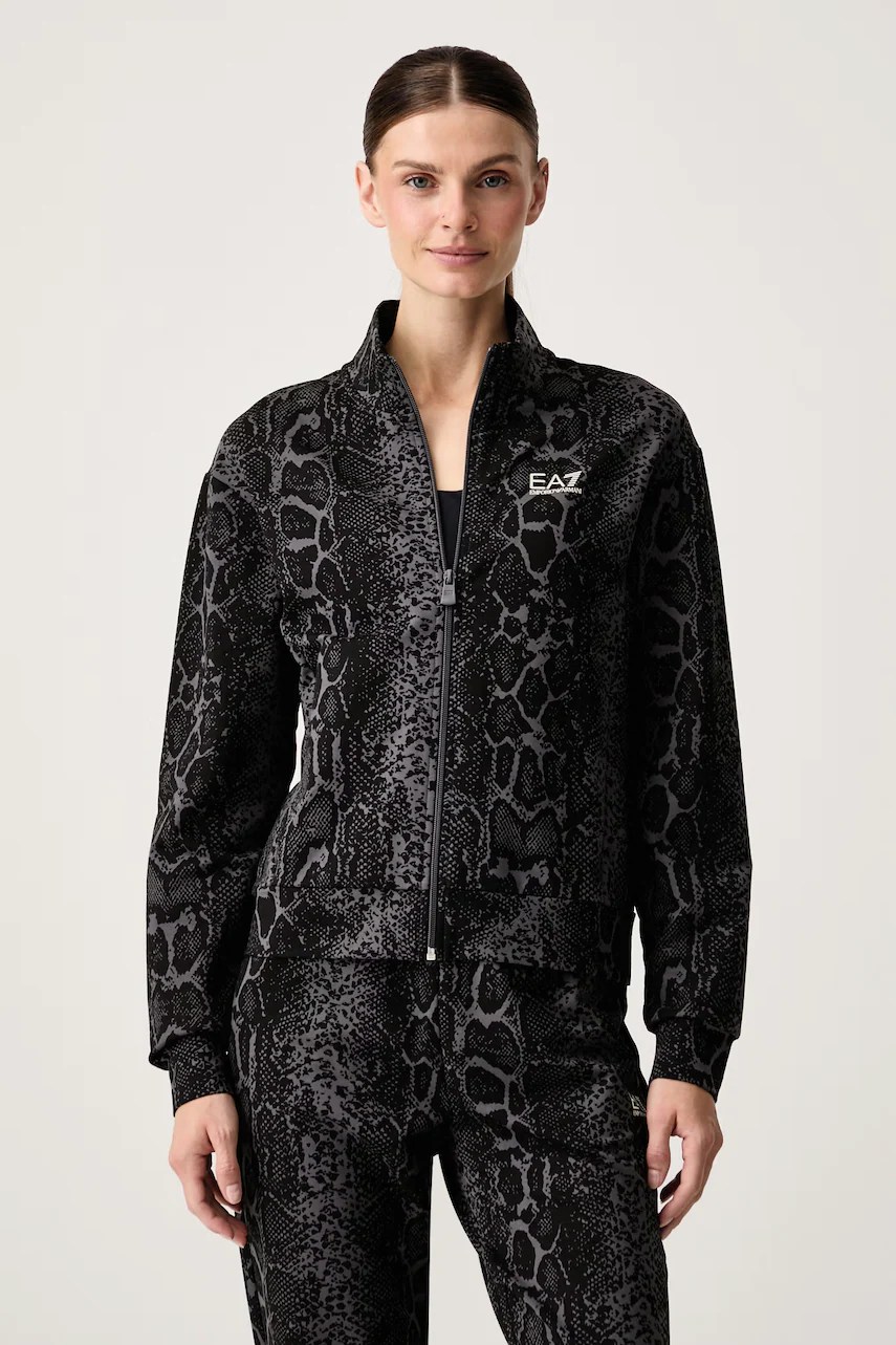 Hanorac cu fermoar pentru femei din bumbac cu elastan – EA7 Emporio Armani Hanorac cu fermoar pentru femei din bumbac cu elastan – EA7 Emporio Armani