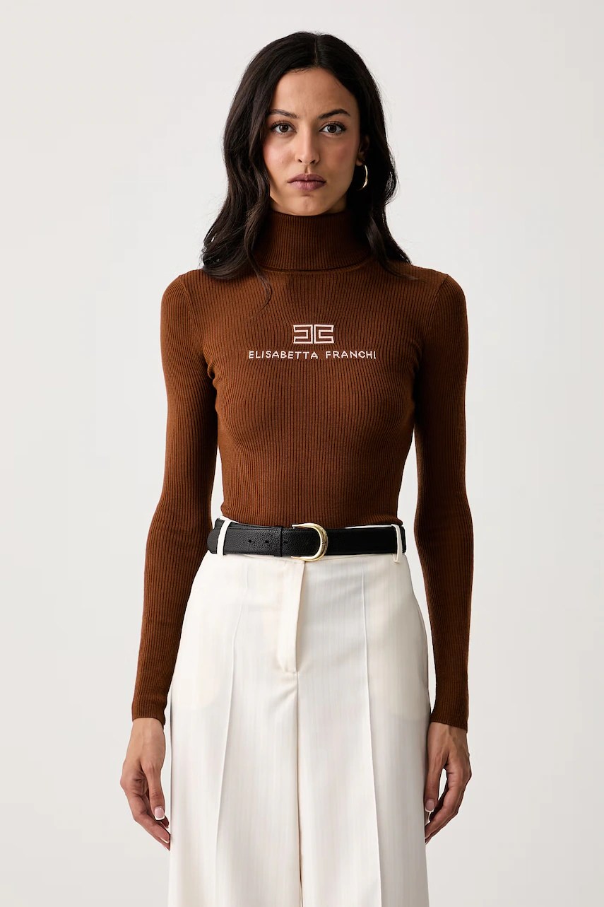 Pulover slim fit din lână pentru femei – Elisabetta Franchi Pulover slim fit din lână pentru femei – Elisabetta Franchi