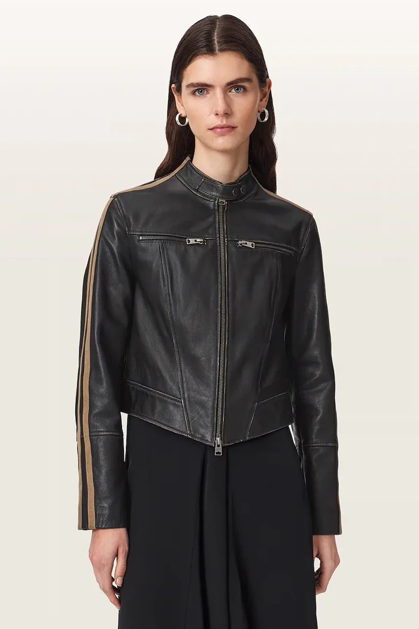 jachetă scurtă pentru femei din piele TIGGY LEATHER JACKET – AllSaints jachetă scurtă pentru femei din piele TIGGY LEATHER JACKET – AllSaints