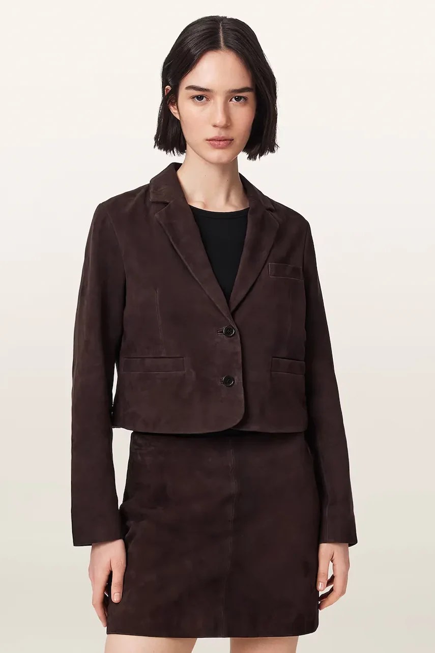 sacou pentru femei din piele întoarsă APTON SUEDE – AllSaints sacou pentru femei din piele întoarsă APTON SUEDE – AllSaints
