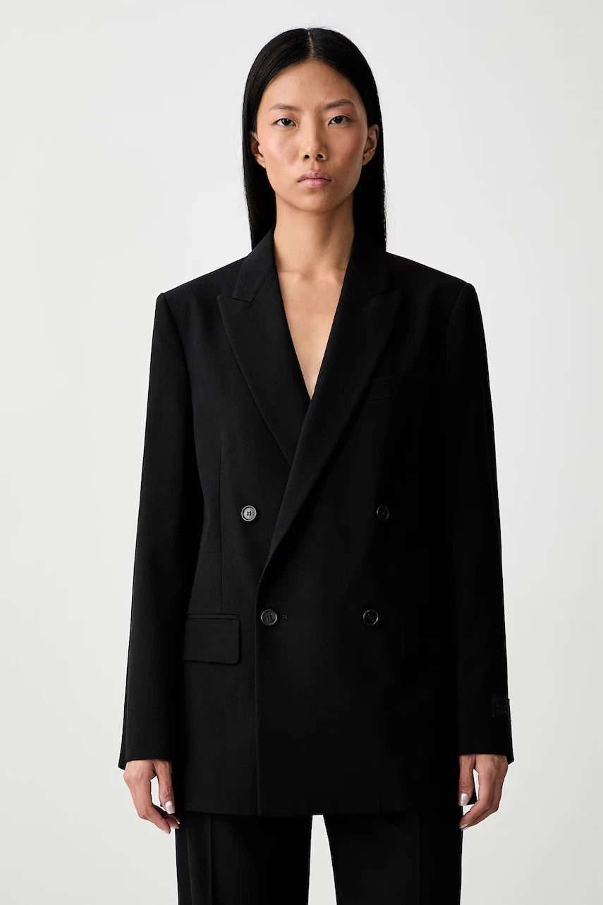 Sacou cu două rânduri de nasturi pentru femei, din amestec de lână – MM6 Maison Margiela Sacou cu două rânduri de nasturi pentru femei, din amestec de lână – MM6 Maison Margiela