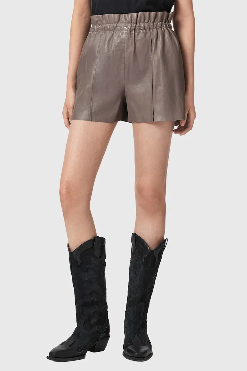 Pantaloni scurți pentru femei AllSaints din piele FRAN Pantaloni scurți pentru femei AllSaints din piele FRAN