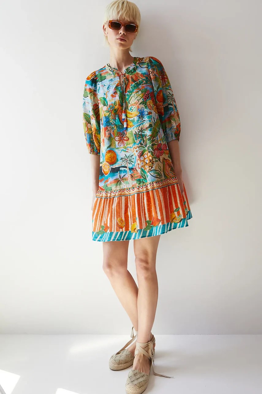 Rochie medicine din bumbac cu broderie florală Rochie medicine din bumbac cu broderie florală