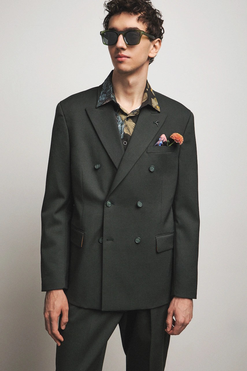 Medicine sacou cu două rânduri de nasturi pentru bărbați, din amestec de lână Medicine sacou cu două rânduri de nasturi pentru bărbați, din amestec de lână