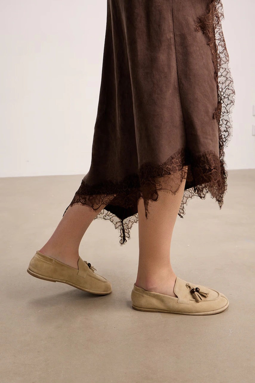 Mocasini de damă medicine din piele întoarsă Mocasini de damă medicine din piele întoarsă