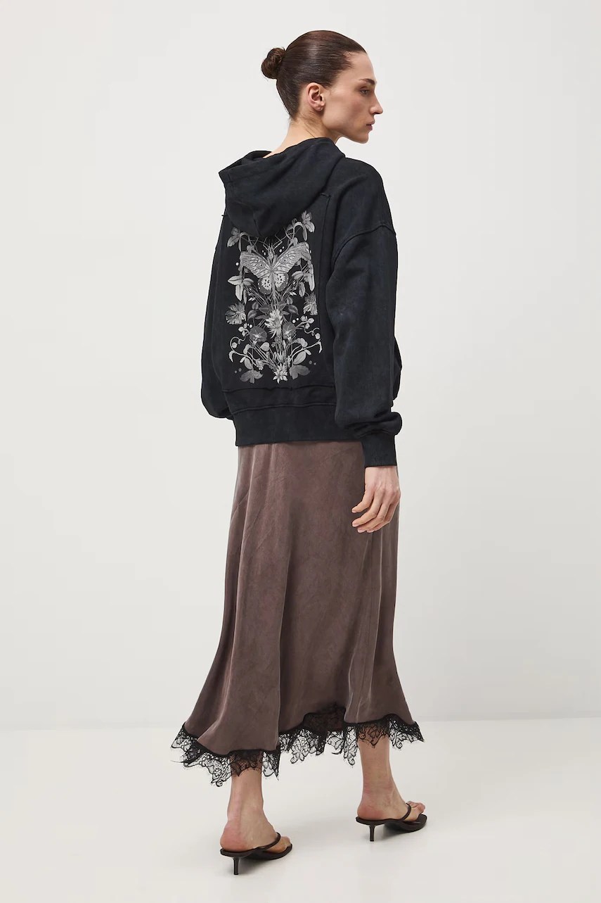 Hanorac cu fermoar și glugă pentru femei, din bumbac Hanorac cu fermoar și glugă pentru femei, din bumbac