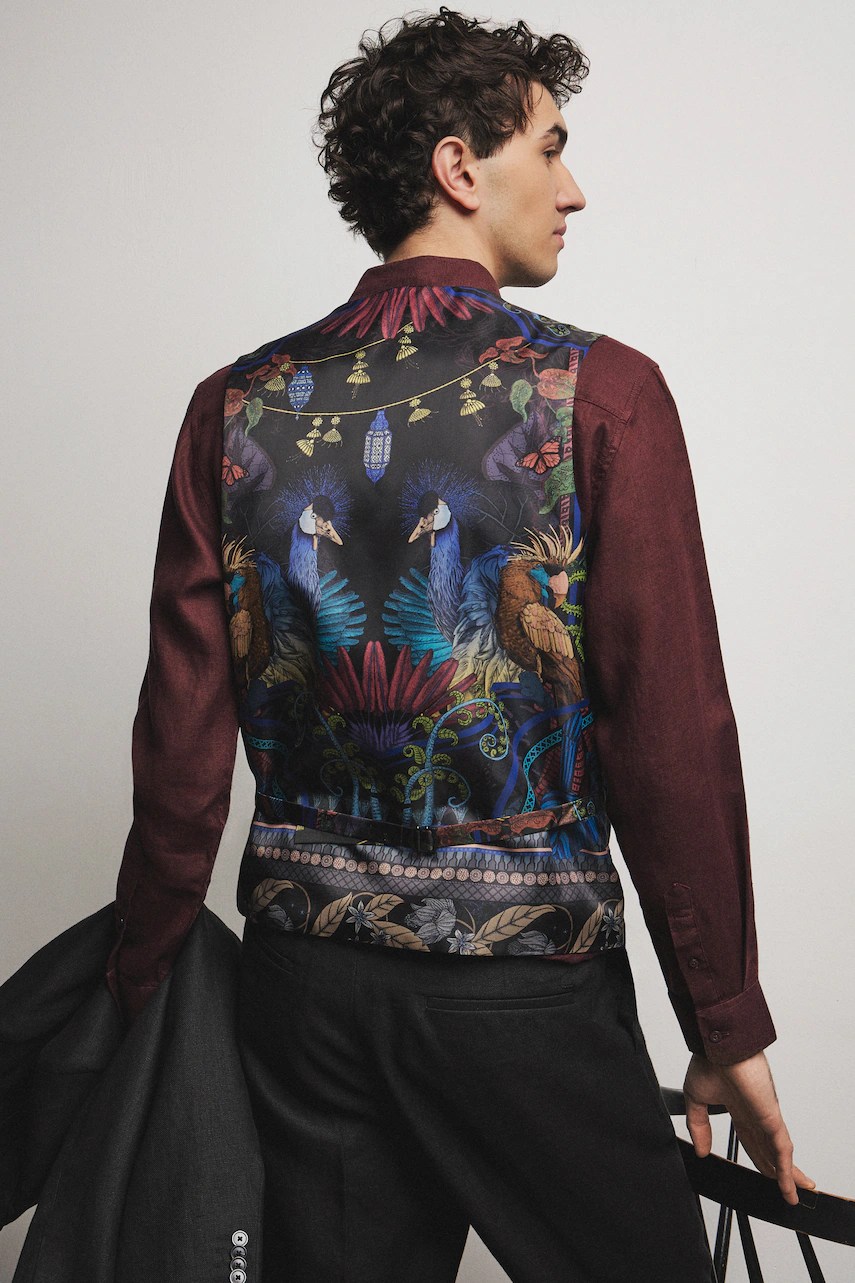 Vestă cu un singur rând de nasturi pentru bărbați, din amestec de lână Vestă cu un singur rând de nasturi pentru bărbați, din amestec de lână