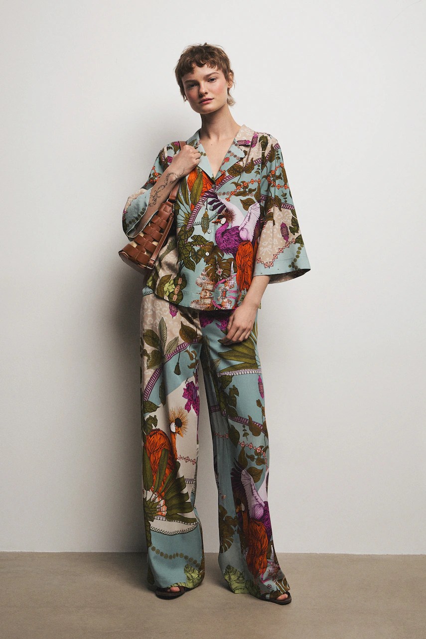 Pantaloni wide leg pentru femei din lyocell Pantaloni wide leg pentru femei din lyocell