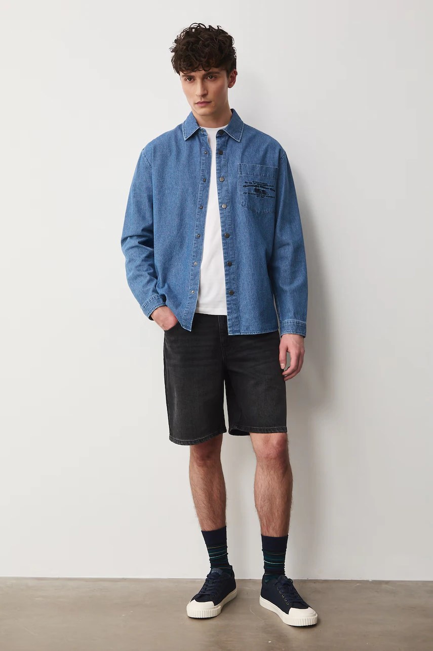 Pantaloni scurți medicine pentru bărbați, din denim Pantaloni scurți medicine pentru bărbați, din denim