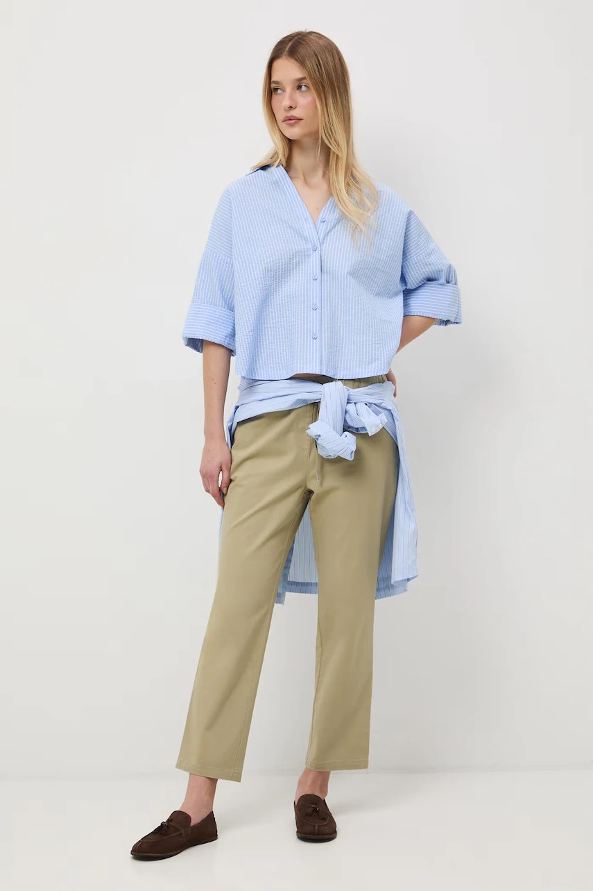 Pantaloni chinos de damă medicine din bumbac cu elastic Pantaloni chinos de damă medicine din bumbac cu elastic