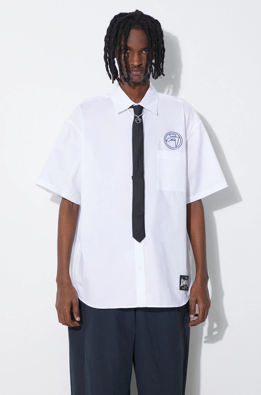 Cămașă bărbați AMBUSH din bumbac cu emblemă circulară Cămașă bărbați AMBUSH din bumbac cu emblemă circulară