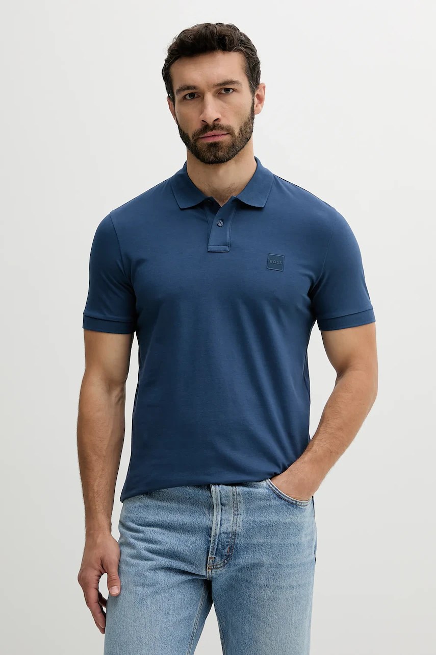 Tricou polo bărbați BOSS orange din bumbac cu elastan Passenger Tricou polo bărbați BOSS orange din bumbac cu elastan Passenger