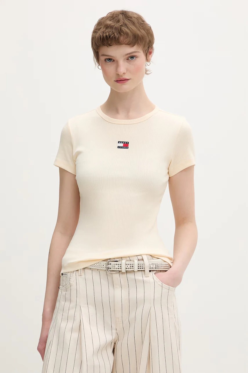 Tricou de damă tommy jeans din bumbac cu elastan Tricou de damă tommy jeans din bumbac cu elastan