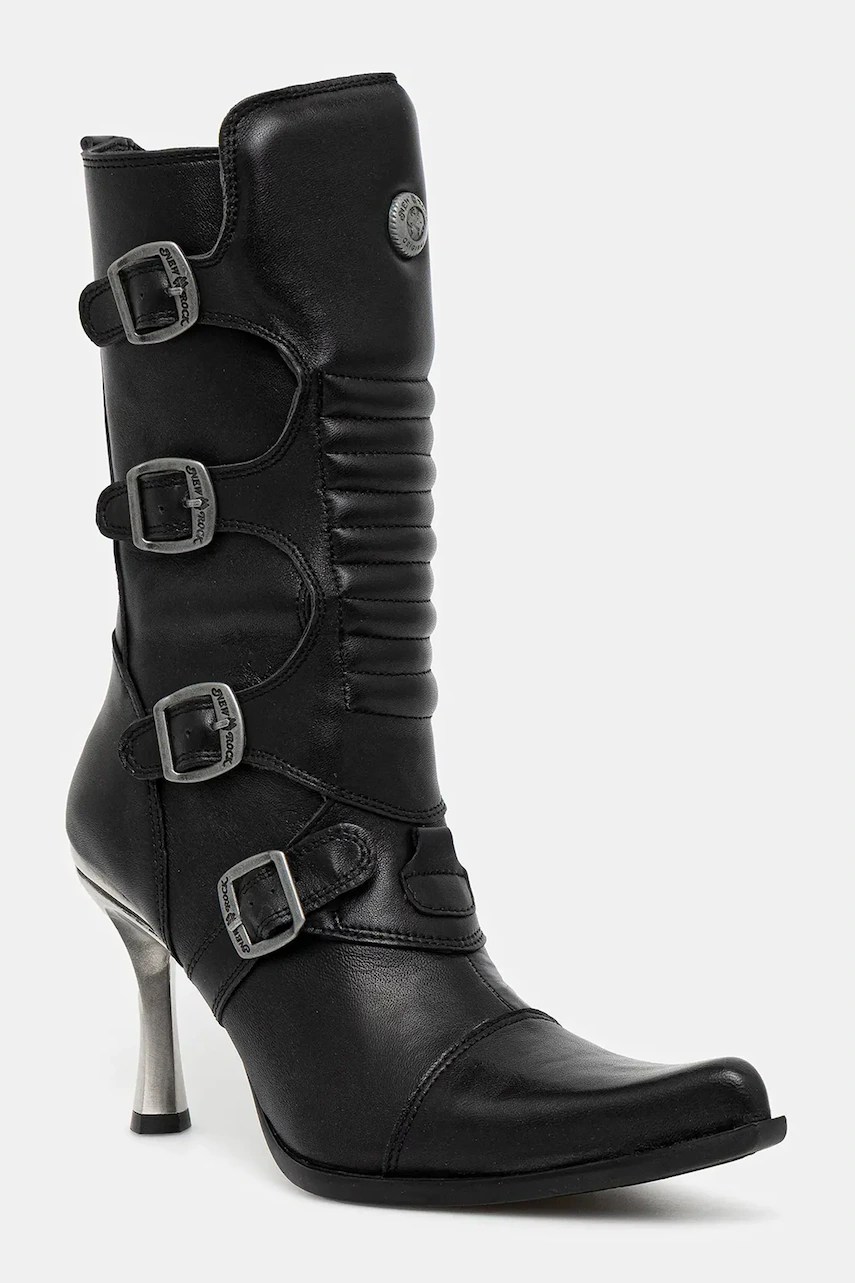 Cizme new rock din piele Crust Negro, Malicia Negro Tacon Caribe Acero Cizme new rock din piele Crust Negro, Malicia Negro Tacon Caribe Acero