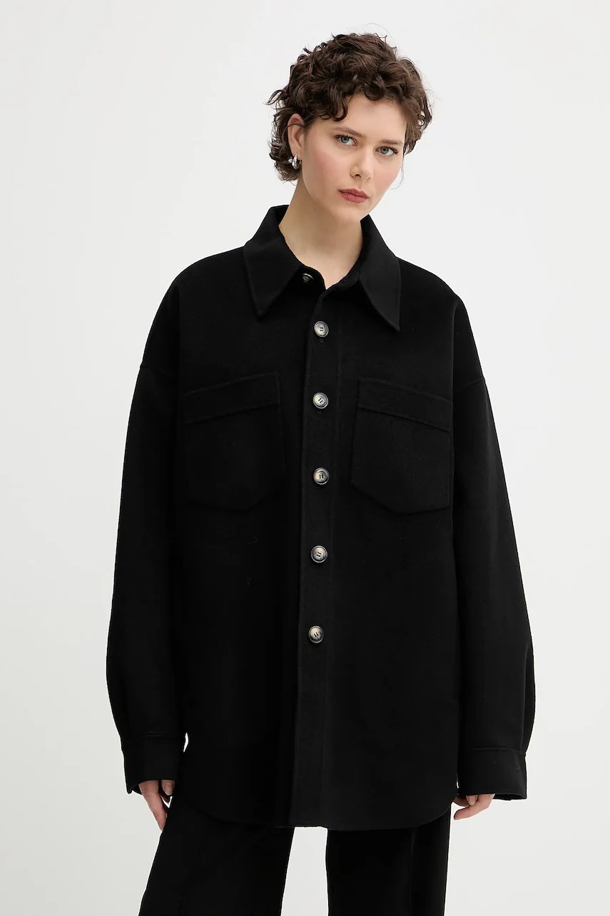 Jachetă de cămașă din lână MARTIN de la nanushka Jachetă de cămașă din lână MARTIN de la nanushka