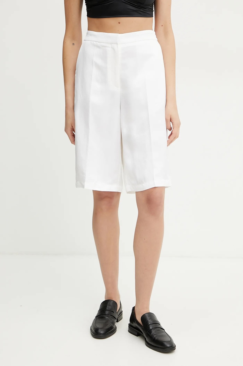 Pantaloni scurți BOSS din amestec de in, model cu talie înaltă Pantaloni scurți BOSS din amestec de in, model cu talie înaltă