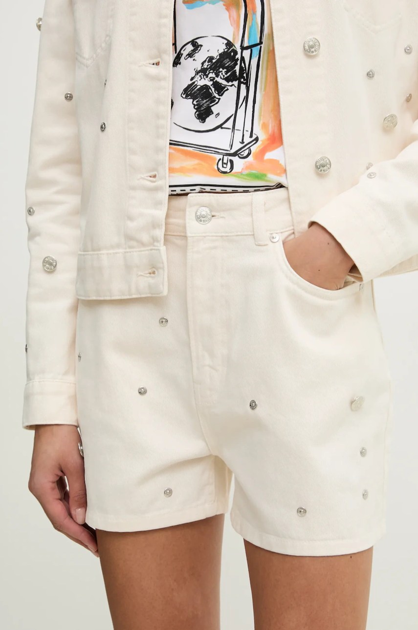 Moschino jeans pantaloni scurți din denim cu uzuri decorative Moschino jeans pantaloni scurți din denim cu uzuri decorative