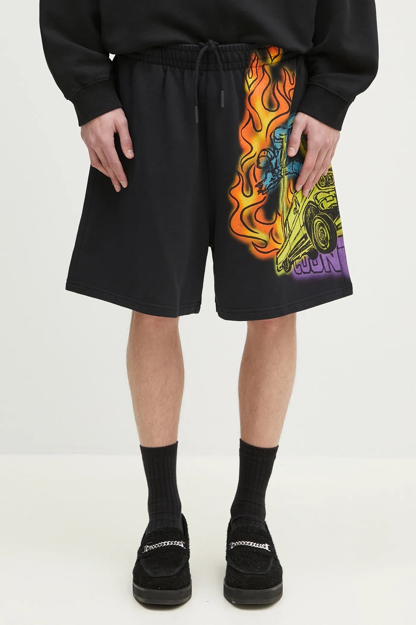 Pantaloni scurți marcelo burlon County Flame Comfy Sweatshort Black Red Pantaloni scurți marcelo burlon County Flame Comfy Sweatshort Black Red