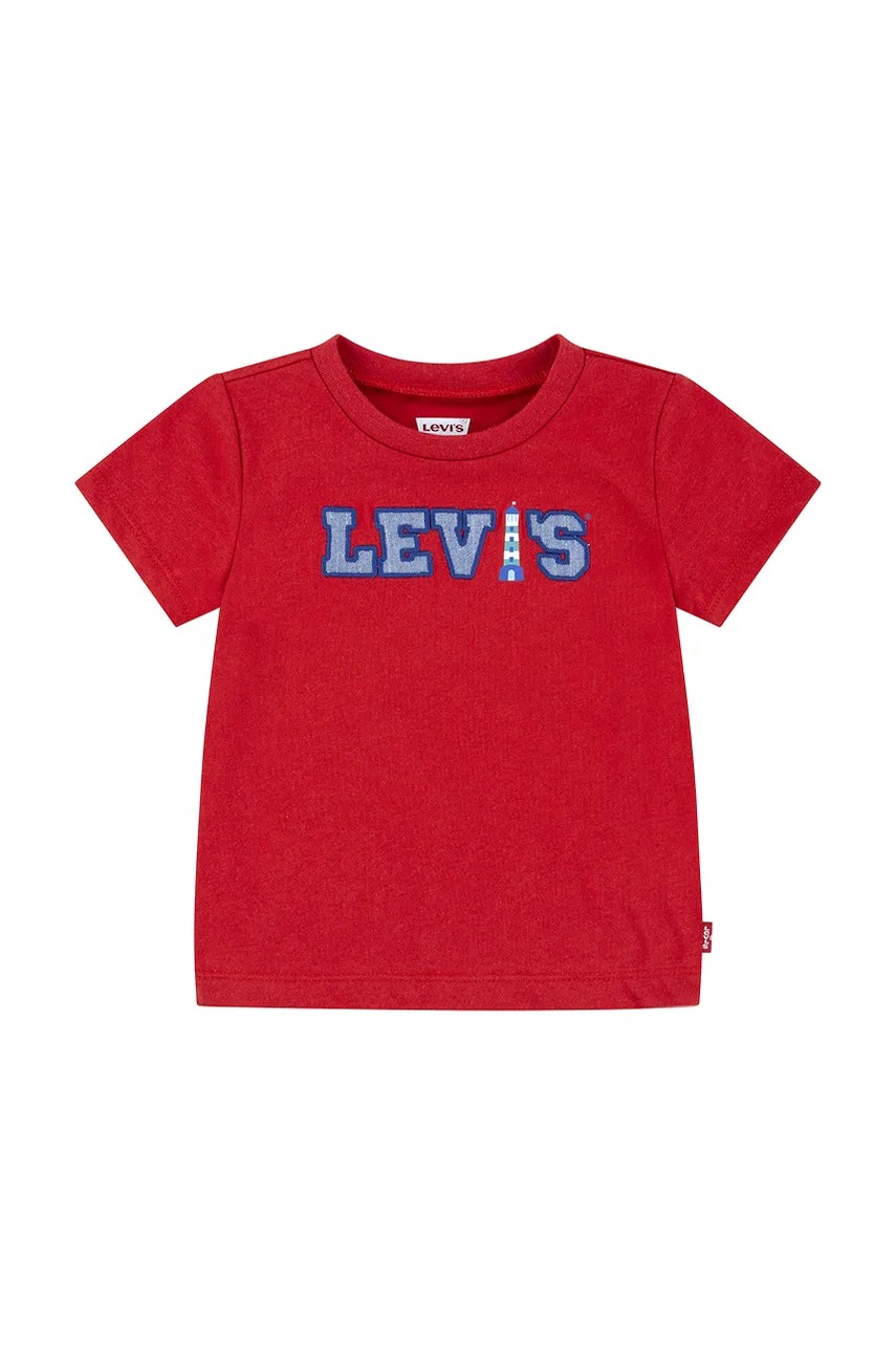 Tricou din bumbac levi’s pentru bebeluși LOGO CHAMBRAY APPLIQUE Tricou din bumbac levi’s pentru bebeluși LOGO CHAMBRAY APPLIQUE