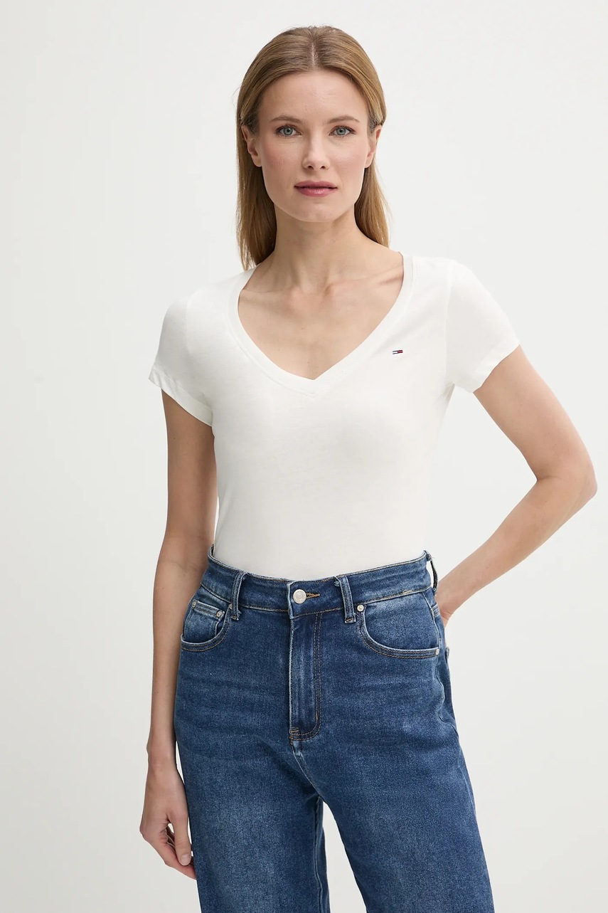 Tricou slim fit din bumbac tommy jeans pentru femei Tricou slim fit din bumbac tommy jeans pentru femei
