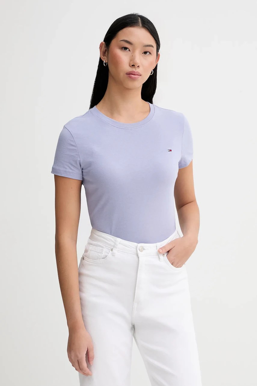 Tommy jeans tricou basic pentru femei din bumbac Tommy jeans tricou basic pentru femei din bumbac