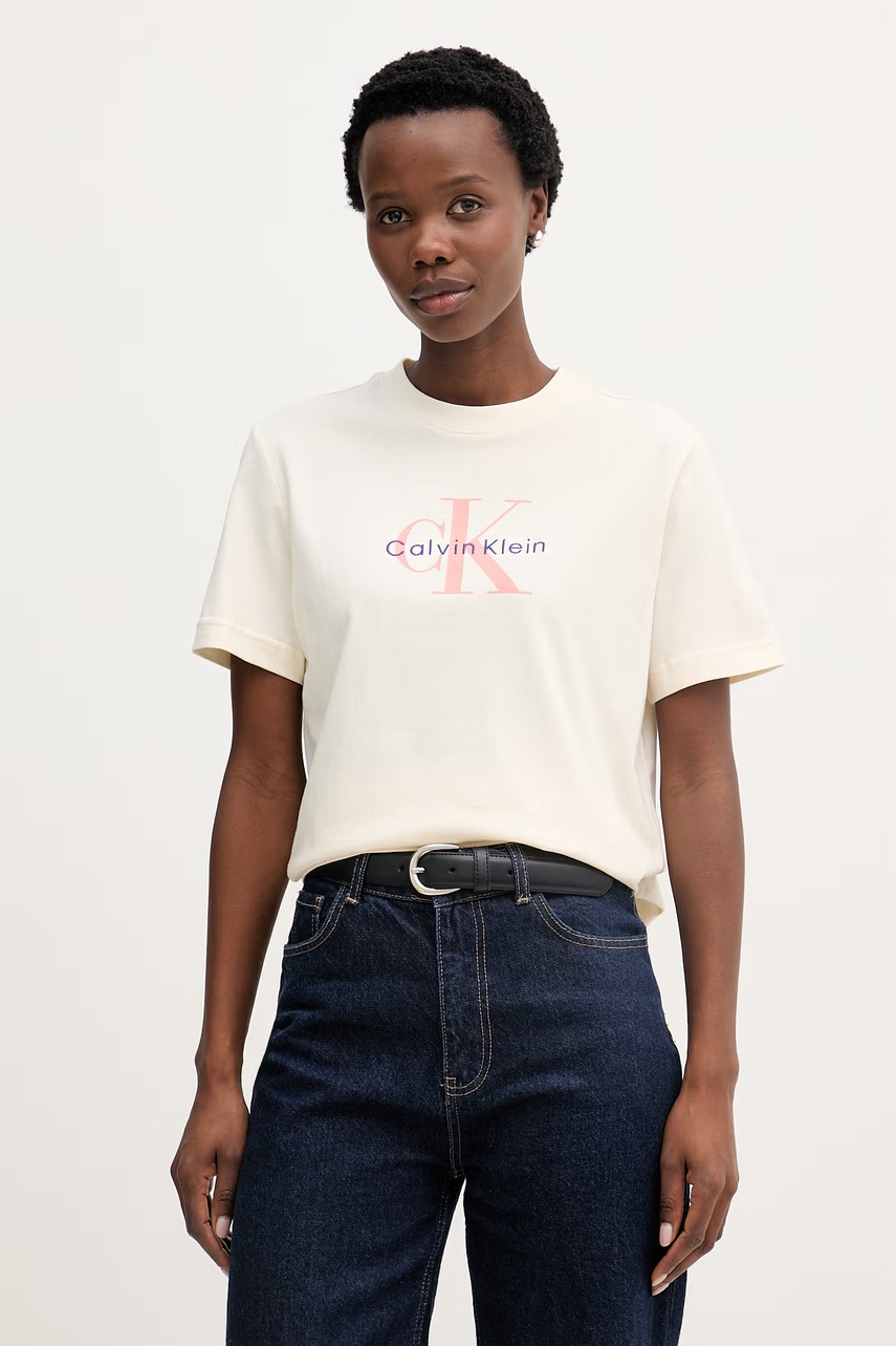 Tricou de damă din bumbac calvin klein jeans Tricou de damă din bumbac calvin klein jeans