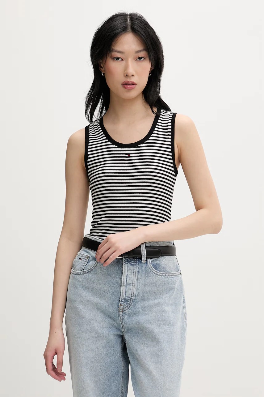 Top tommy jeans din bumbac cu elastan Top tommy jeans din bumbac cu elastan