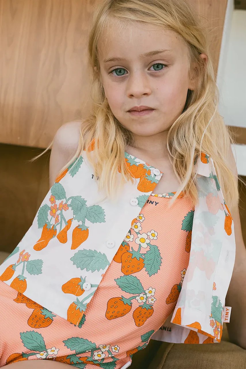 Tricou tinycottons din bumbac pentru copii STRAWBERRIES WOVEN CROP TOP Tricou tinycottons din bumbac pentru copii STRAWBERRIES WOVEN CROP TOP