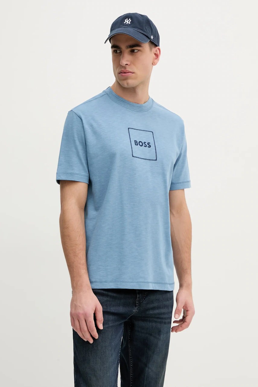 Tricou BOSS orange din amestec de in Tricou BOSS orange din amestec de in