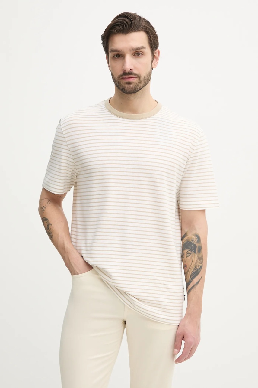 Tricou BOSS din amestec de in Tricou BOSS din amestec de in
