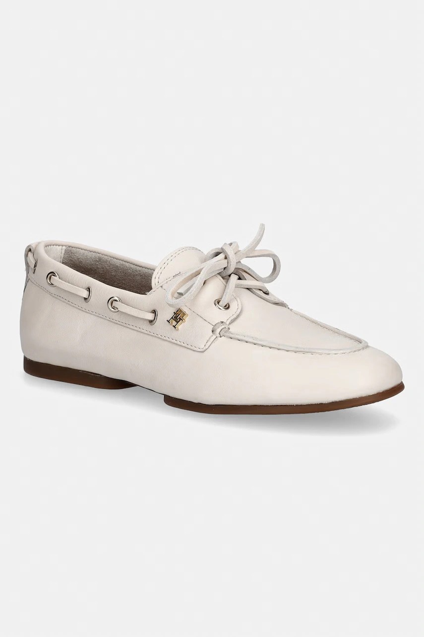 Tommy Hilfiger mocasini de damă de piele TH SLEEK LEATHER BOAT SHOE Tommy Hilfiger mocasini de damă de piele TH SLEEK LEATHER BOAT SHOE