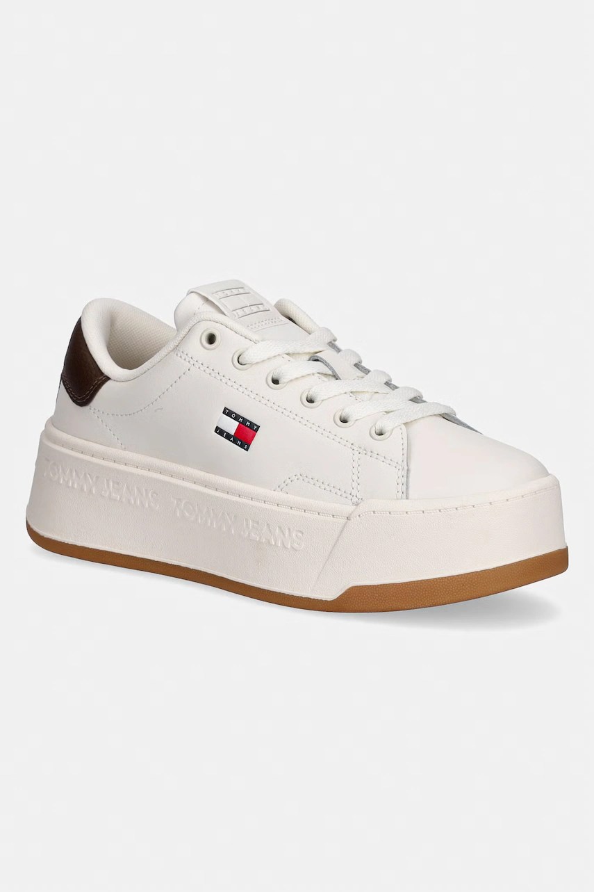 Sneakers tommy jeans TJW SCRIPT CUPSOLE FLATFORM pentru femei, din piele Sneakers tommy jeans TJW SCRIPT CUPSOLE FLATFORM pentru femei, din piele