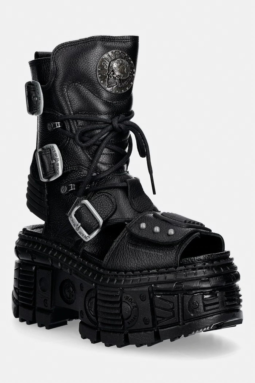 Sandale femei din piele new rock LUXOR NEGRO TANK CASCO NE Sandale femei din piele new rock LUXOR NEGRO TANK CASCO NE