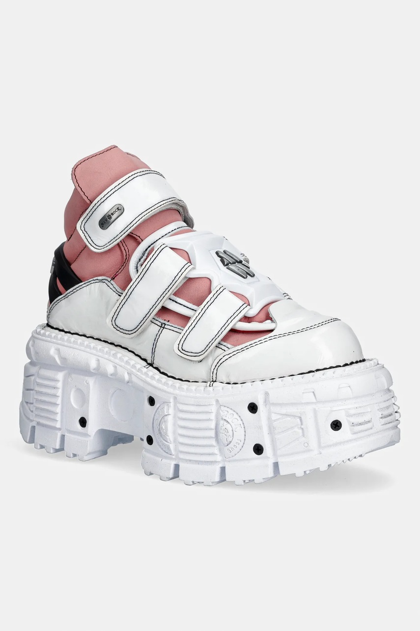 Teniși new rock din piele CHAROL ARRUGADO BLANCO, NOBUCK ROSA, TANK Teniși new rock din piele CHAROL ARRUGADO BLANCO, NOBUCK ROSA, TANK