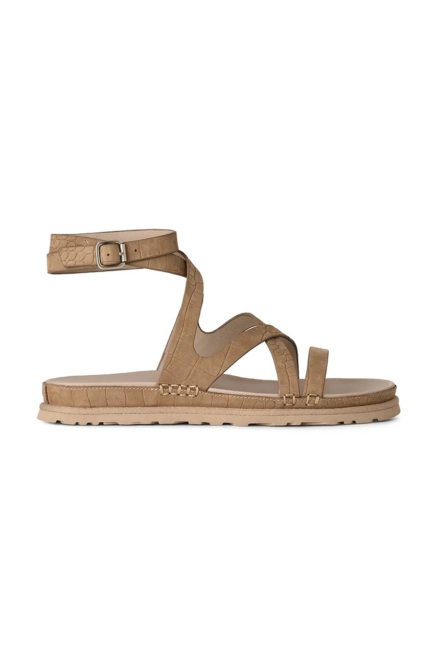 Sandale UGG de piele w Goldengaze Embossed Ankle Wrap Sandale UGG de piele w Goldengaze Embossed Ankle Wrap