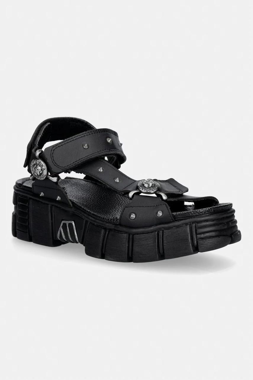 Sandale cu platformă pentru femei VEGAN negre, new rock TOWER CASCO Sandale cu platformă pentru femei VEGAN negre, new rock TOWER CASCO