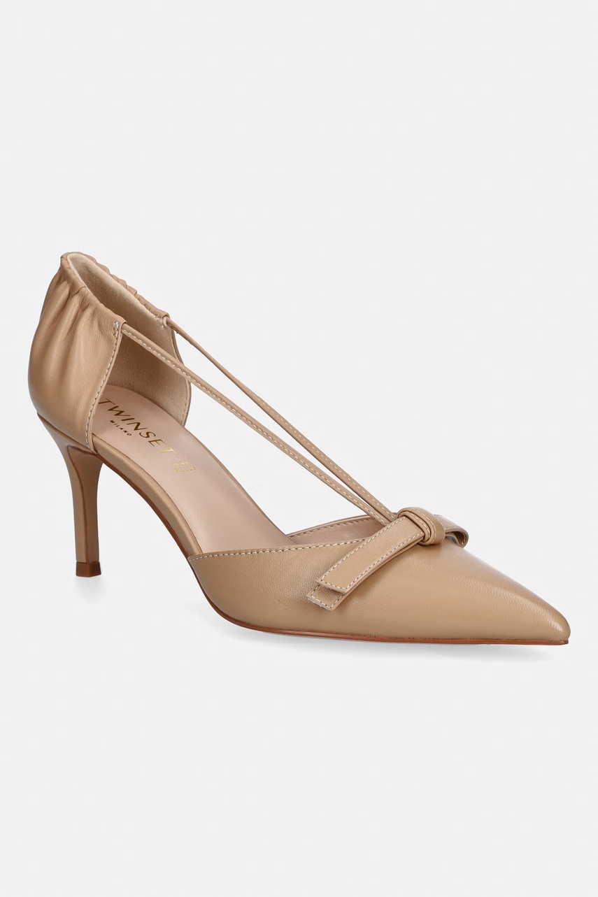 Pantofi cu toc twinset din piele Pantofi cu toc twinset din piele