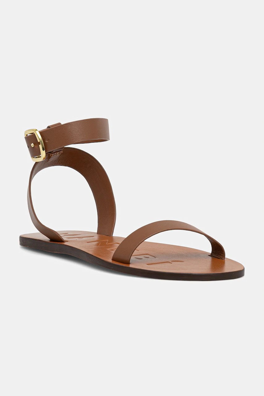 Sandale de damă manebi din piele cu bandă și cataramă Sandale de damă manebi din piele cu bandă și cataramă