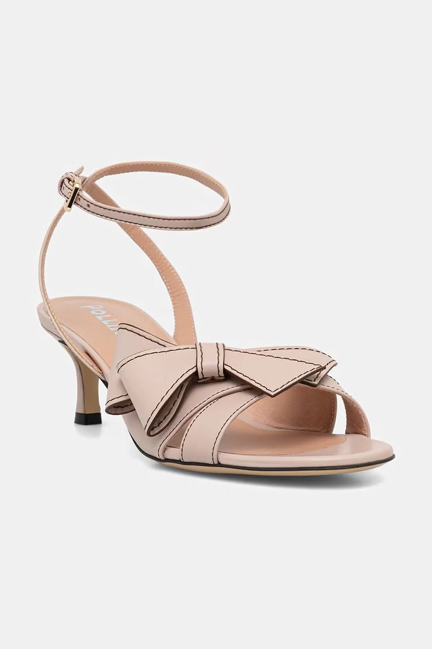 Sandale cu toc cui pollini din piele naturală Sandale cu toc cui pollini din piele naturală