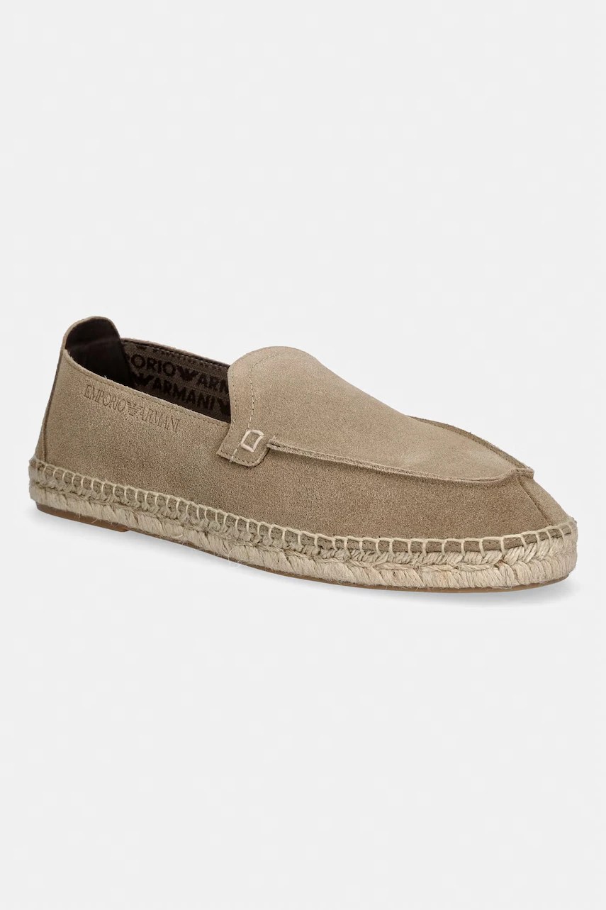 Espadrile pentru bărbați din piele întoarsă emporio armani Espadrile pentru bărbați din piele întoarsă emporio armani