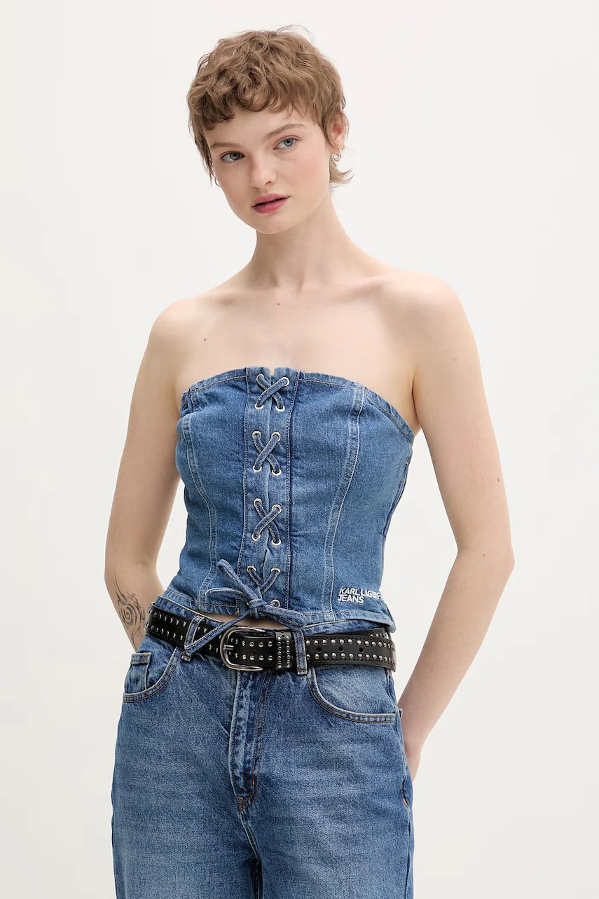 Bluză cu corset pentru femei karl lagerfeld jeans, din bumbac Bluză cu corset pentru femei karl lagerfeld jeans, din bumbac