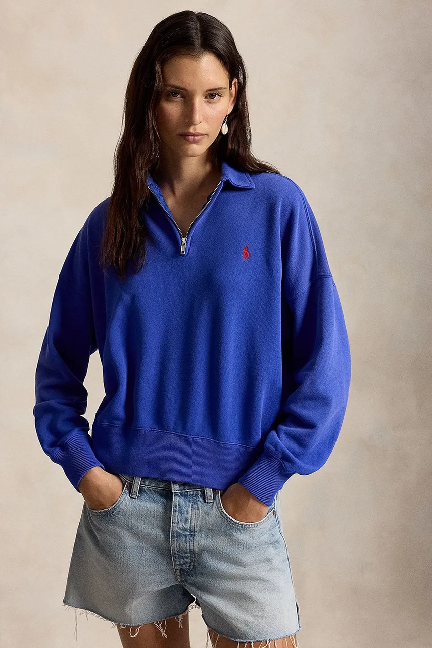 Polo Ralph Lauren Hanorac cu fermoar de damă din bumbac Polo Ralph Lauren Hanorac cu fermoar de damă din bumbac