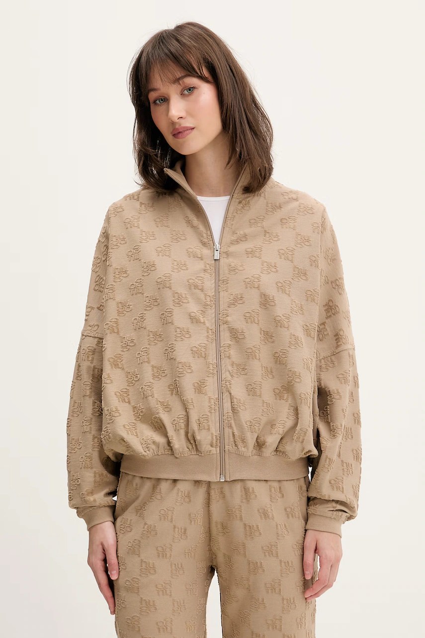 Hugo hanorac de loungewear pentru femei din bumbac terrymonogram_jacket Hugo hanorac de loungewear pentru femei din bumbac terrymonogram_jacket