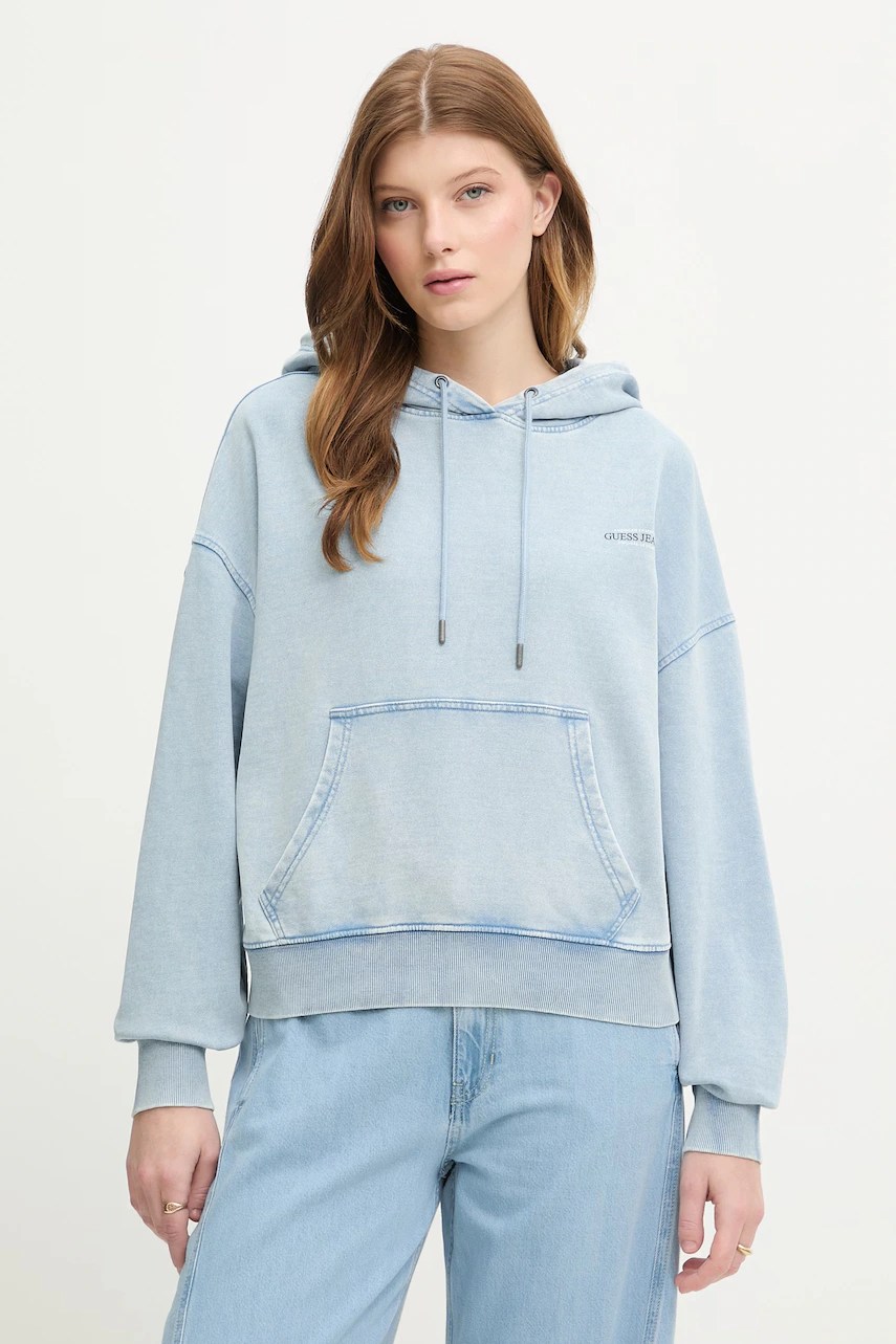 Hanorac cu glugă guess jeans pentru femei din bumbac Hanorac cu glugă guess jeans pentru femei din bumbac