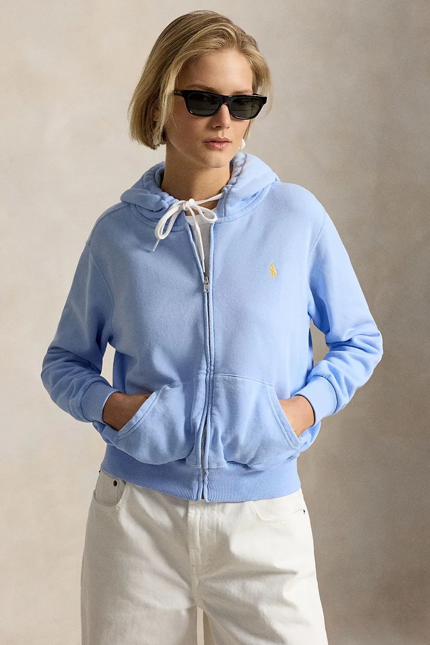 Hanorac cu fermoar și glugă pentru femei polo ralph lauren, din bumbac ISLAND FLC-KNT-SWEATSHIRT Hanorac cu fermoar și glugă pentru femei polo ralph lauren, din bumbac ISLAND FLC-KNT-SWEATSHIRT