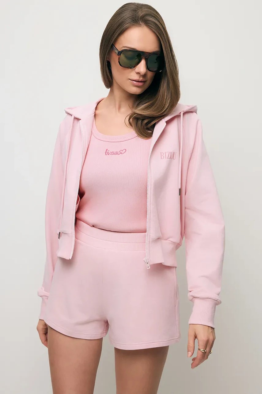 Hanorac cu fermoar și glugă pentru femei BIZUU, din bumbac CIANA Hanorac cu fermoar și glugă pentru femei BIZUU, din bumbac CIANA