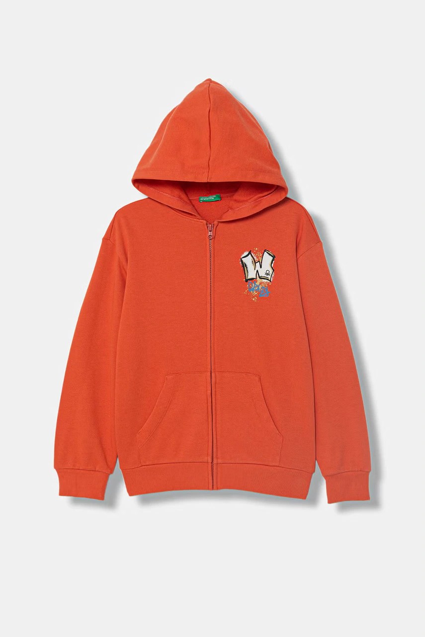 Hanorac cu fermoar pentru copii united colors of benetton, din bumbac Hanorac cu fermoar pentru copii united colors of benetton, din bumbac